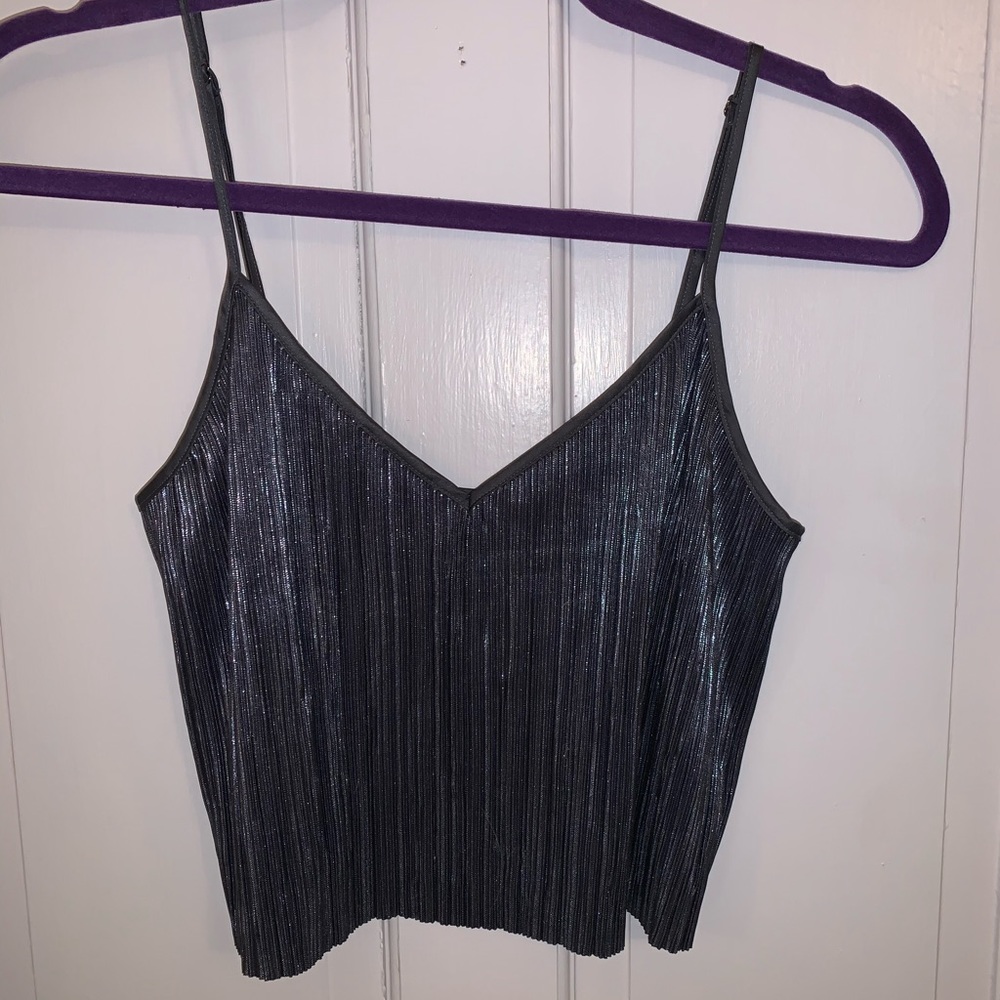 Silver Spaghetti Strap Crop Top